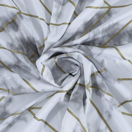 Homeroots 72 x 70 x 1 in. Silver Marble & Geo Pattern Shower Curtain 399737